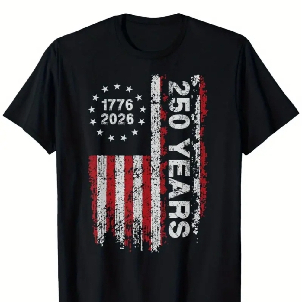 250 Years USA Flag Graphic Tee - Patriotic Men's Shirt